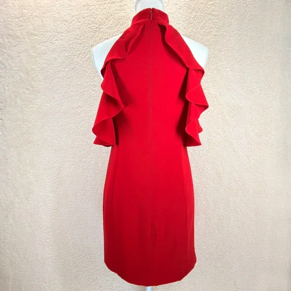 Amanda Uprichard Haven Dress Cold Shoulder Short Lined Scarlet Red Size S Zipper - Picture 2 of 10